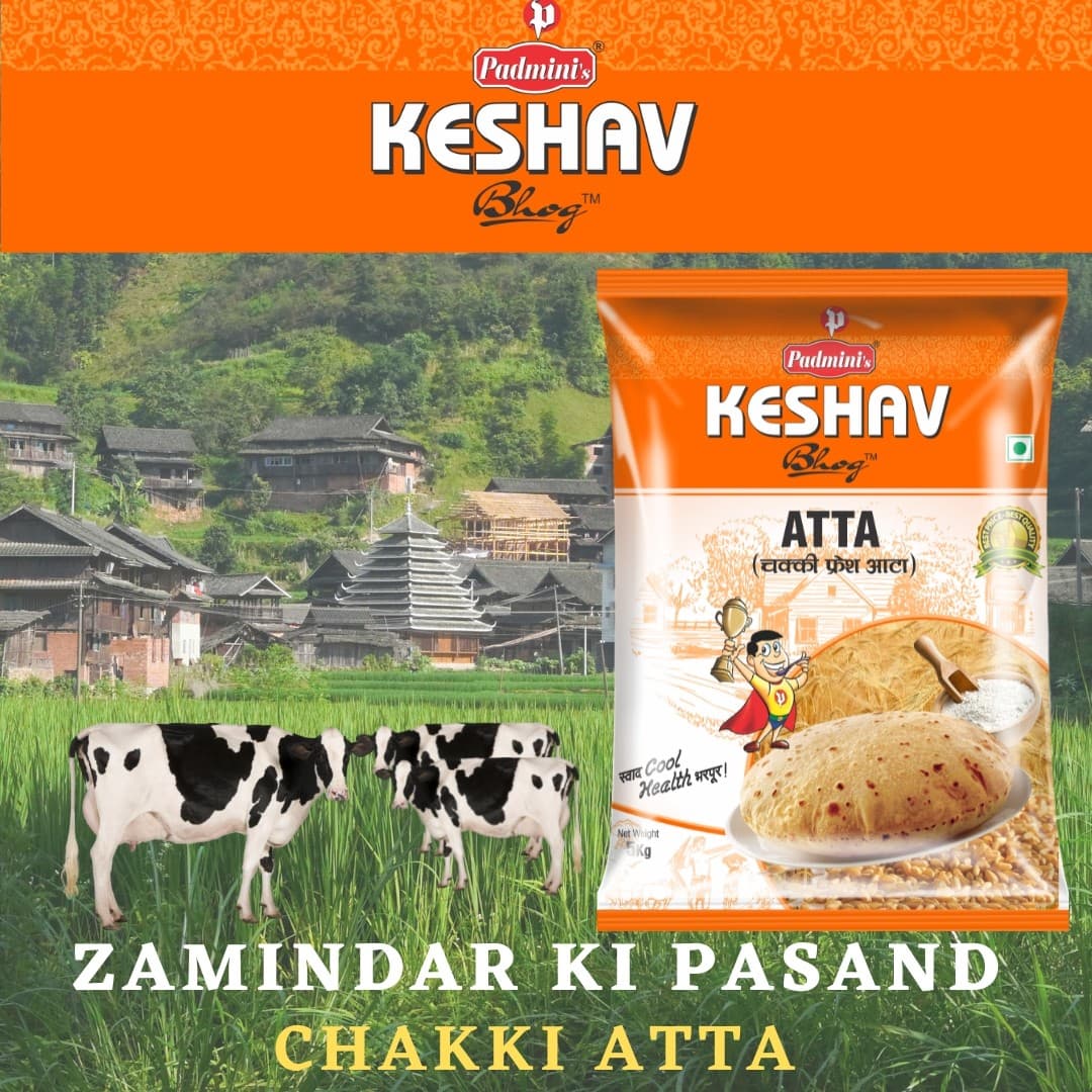 Keshav Bhog pantry staples — atta, besan, poha and soya products from Varanasi